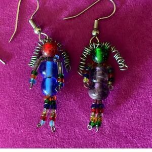 Vintage Multicolor Crystal and Bead Hook Earrings, SET of 3 pairs, Unmarked